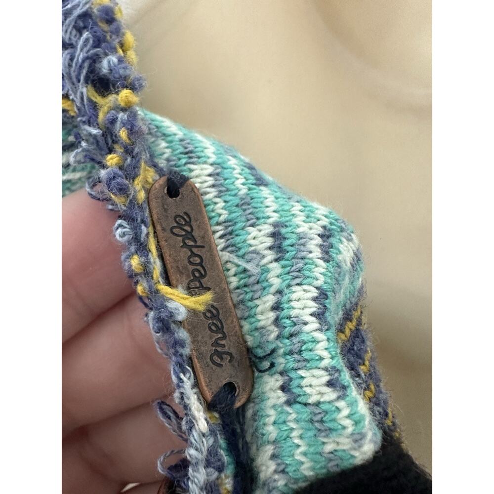 Free People Women’s Sweater Knit Rare Hearts Striped Blue Swing Tank Top Sz L - Picture 7 of 8